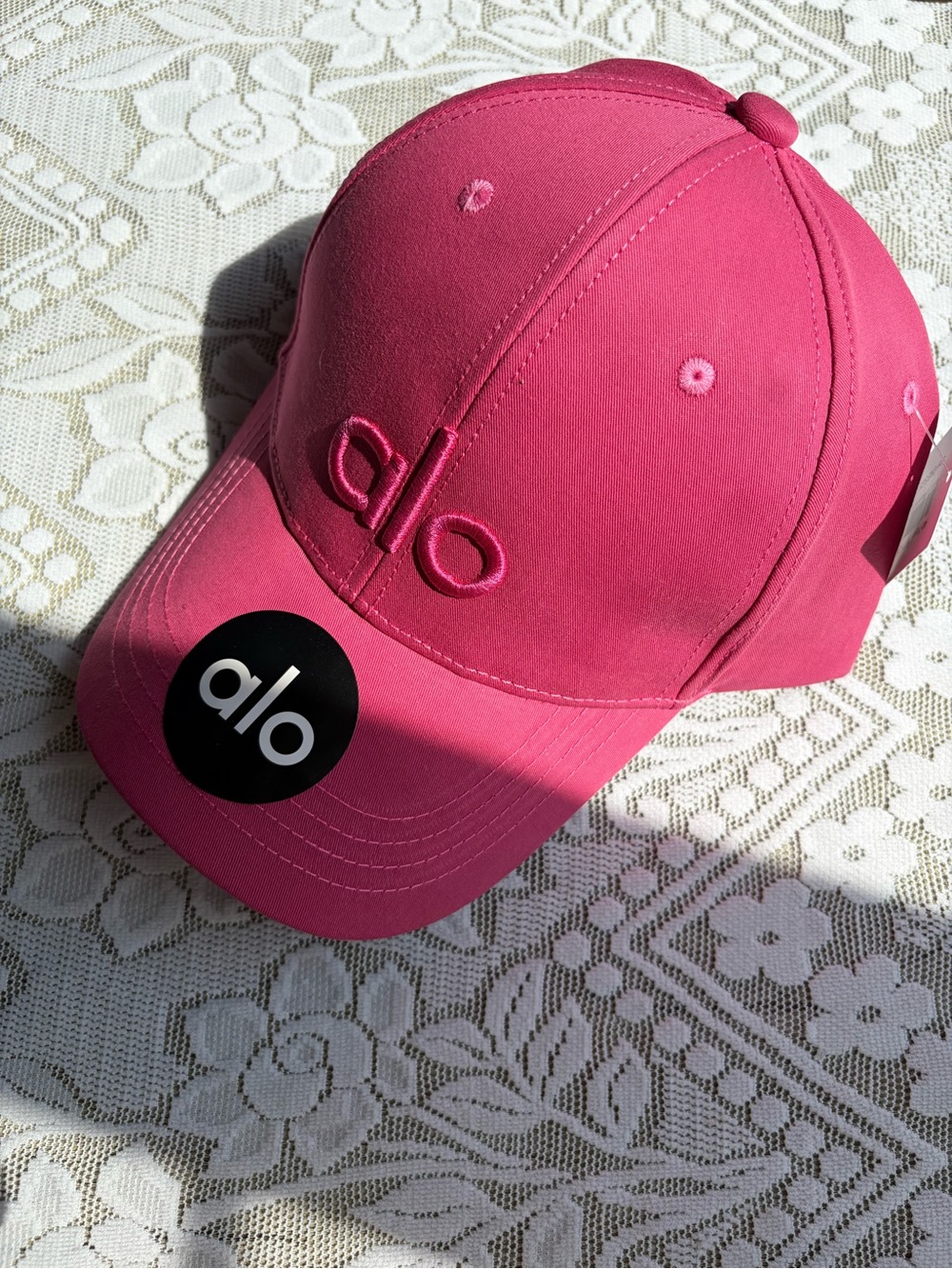 ALO Yoga Pink Embroidered Logo Baseball Cap
